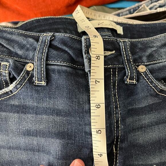 Kancan Jean Skinny Fit Dark Wash Distressed Raw Hem Bleach Jean Women's Size 25 - Picture 3 of 7